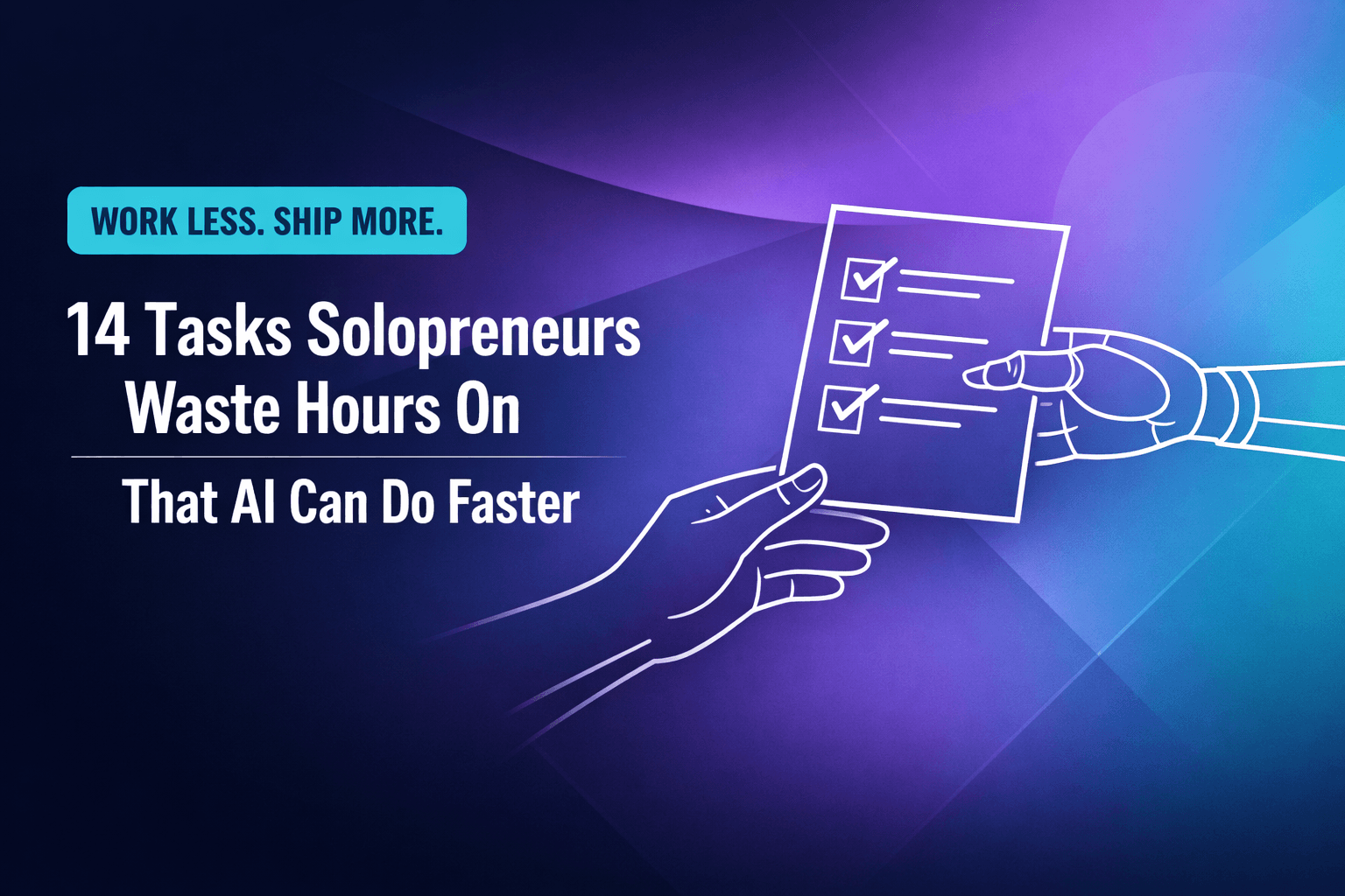 Infographic showing 14 tasks solopreneurs can automate with AI tools